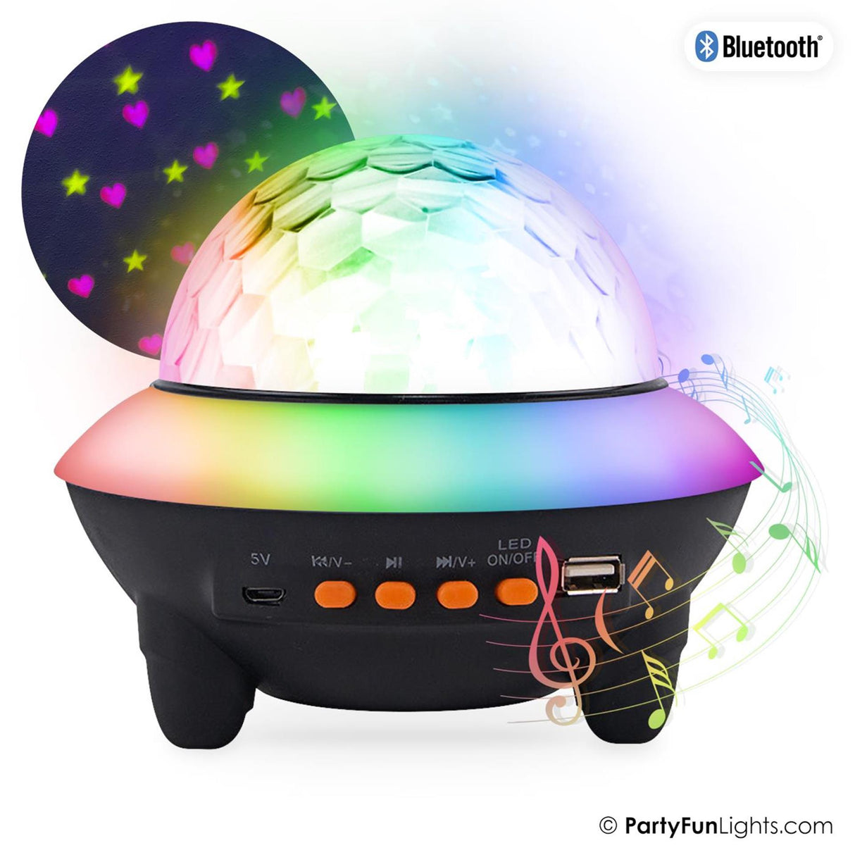 Partyfun allume haut-parleur Bluetooth ovni disco