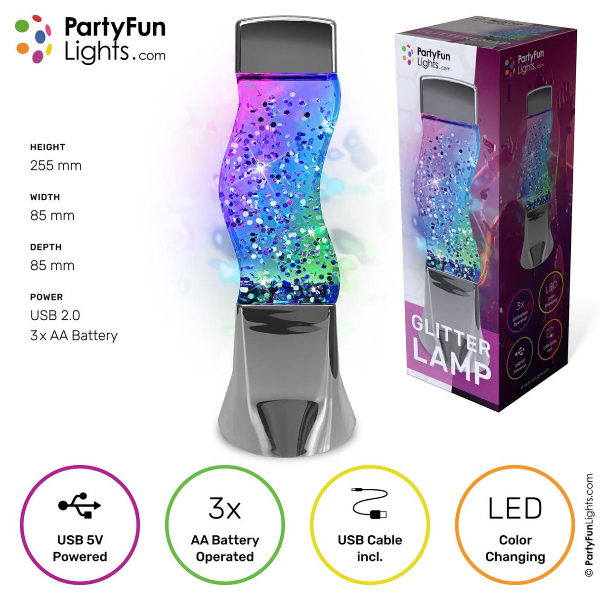 Partyfun lumières lampe de table paillettes LED changement de couleur