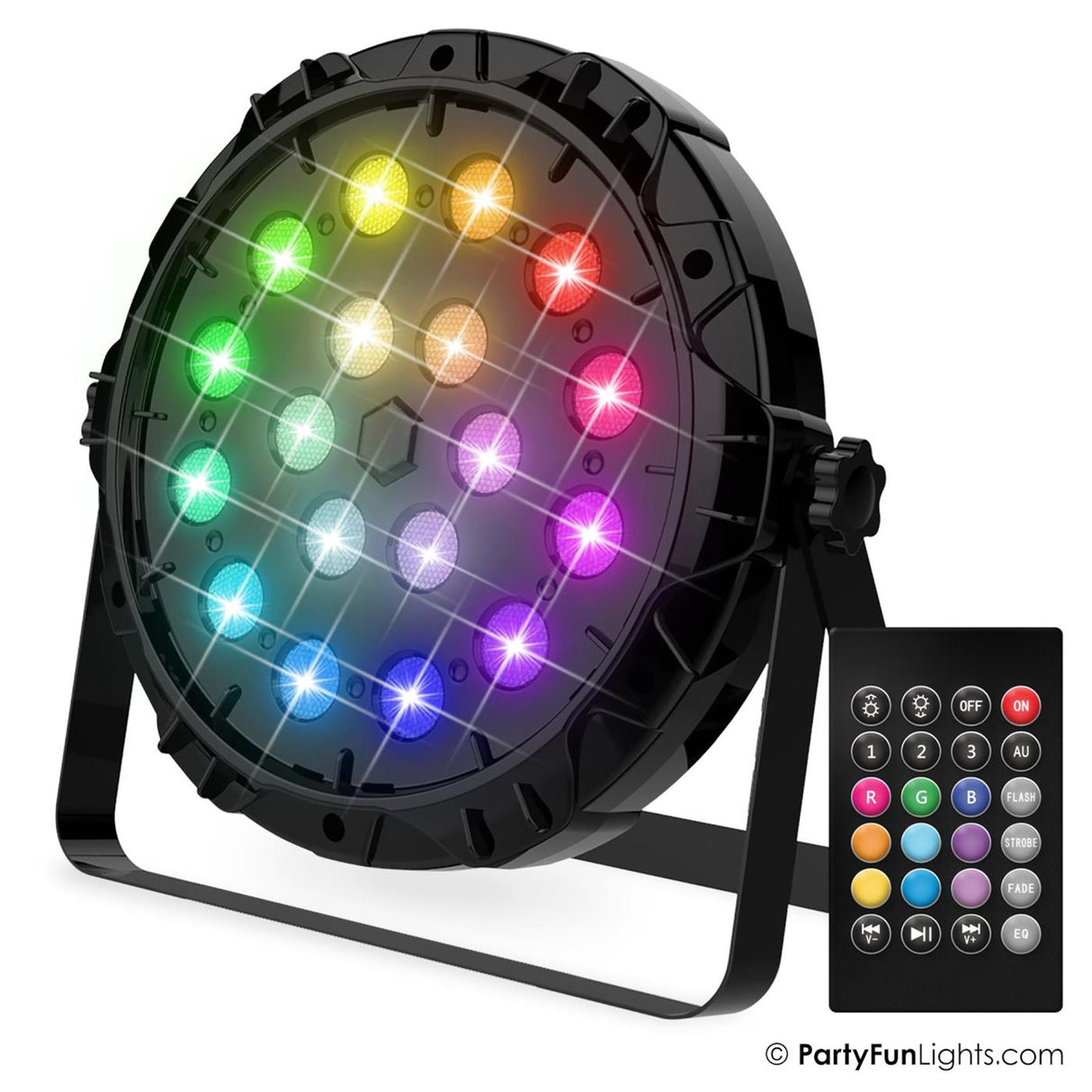 Lumières amusantes de fête, lumière disco, 18x LED de puissance multicolores
