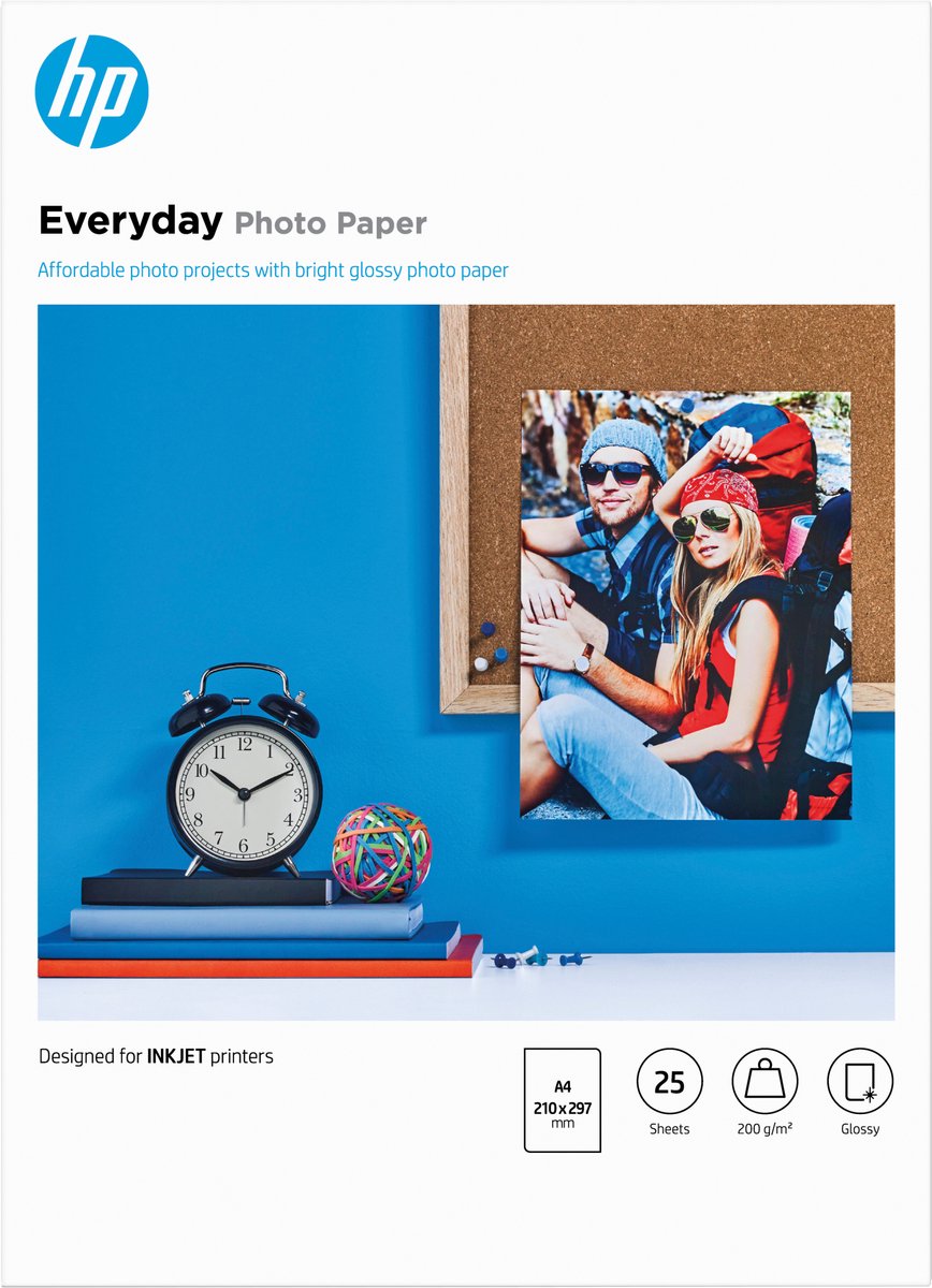 Papier photo Hp Everyday - brillant - a4 - 200 g m² - 25 feuilles