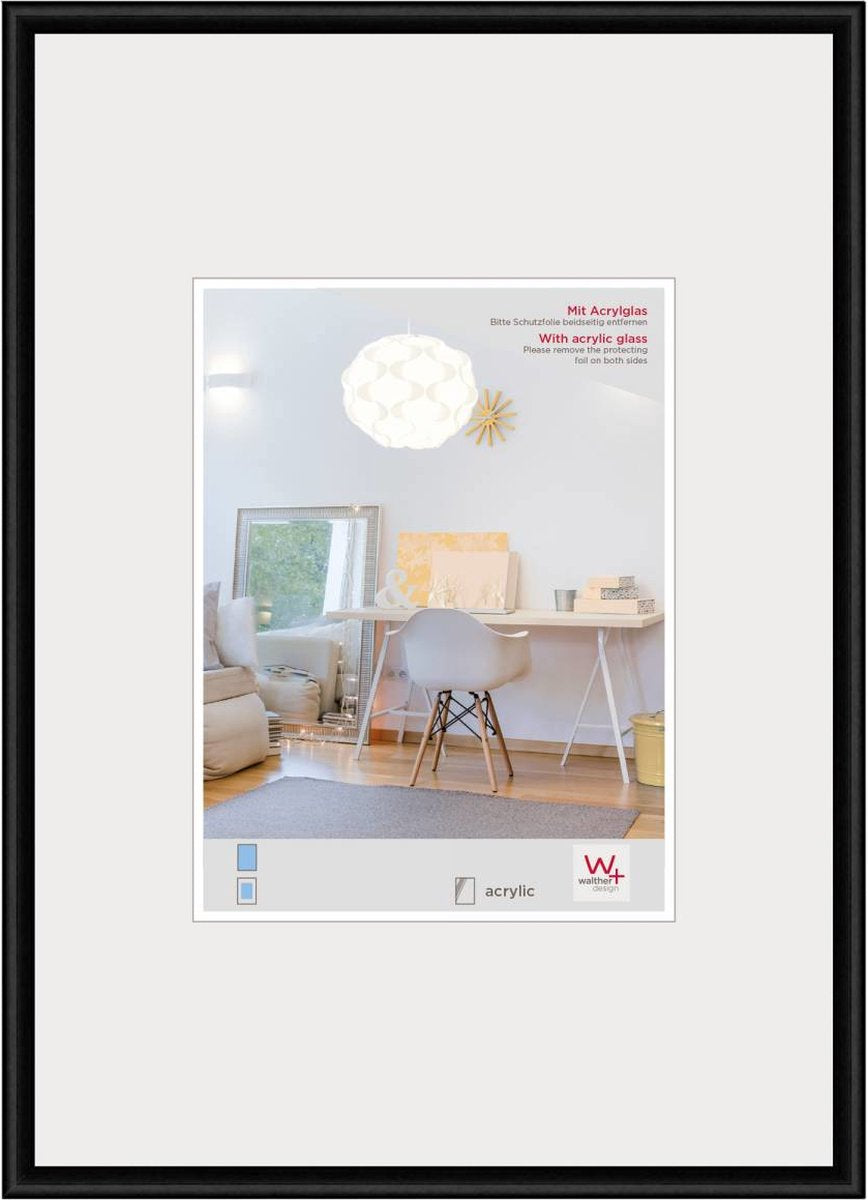 Walther new lifestyle - cadre en plastique - format photo 40x60 cm - verre d'art - noir