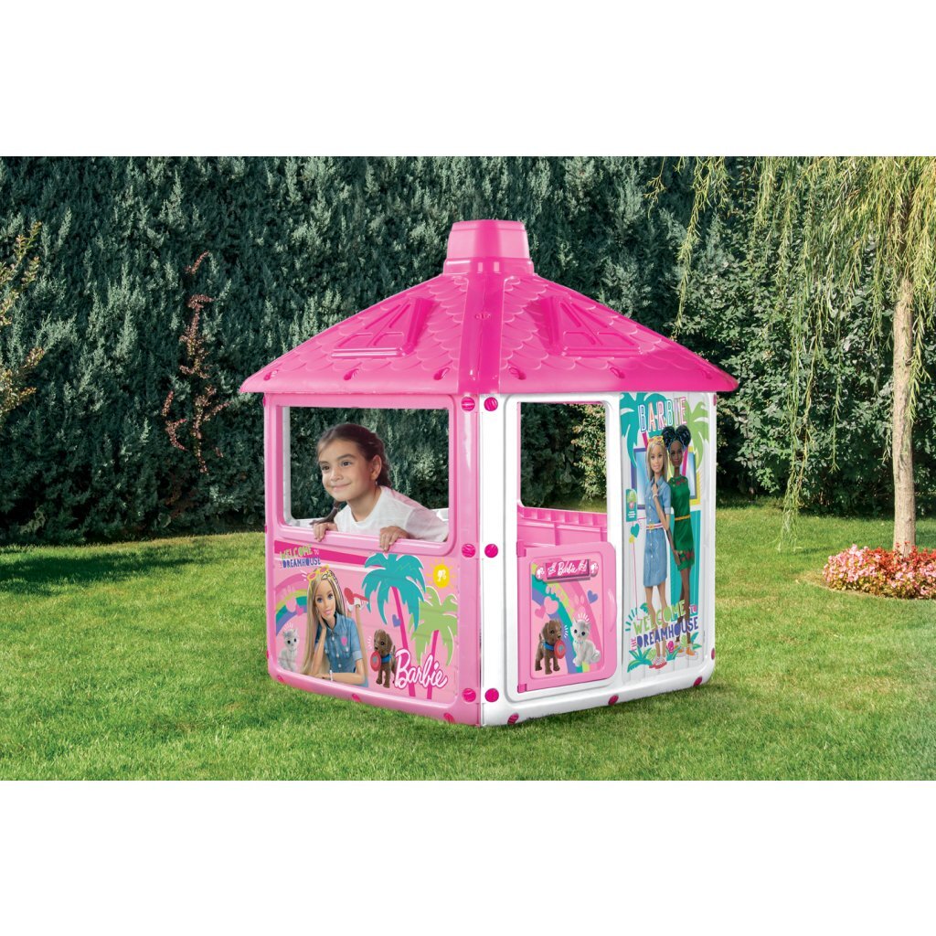 Maisonnette Barbie City 132x104x104 cm rose blanc