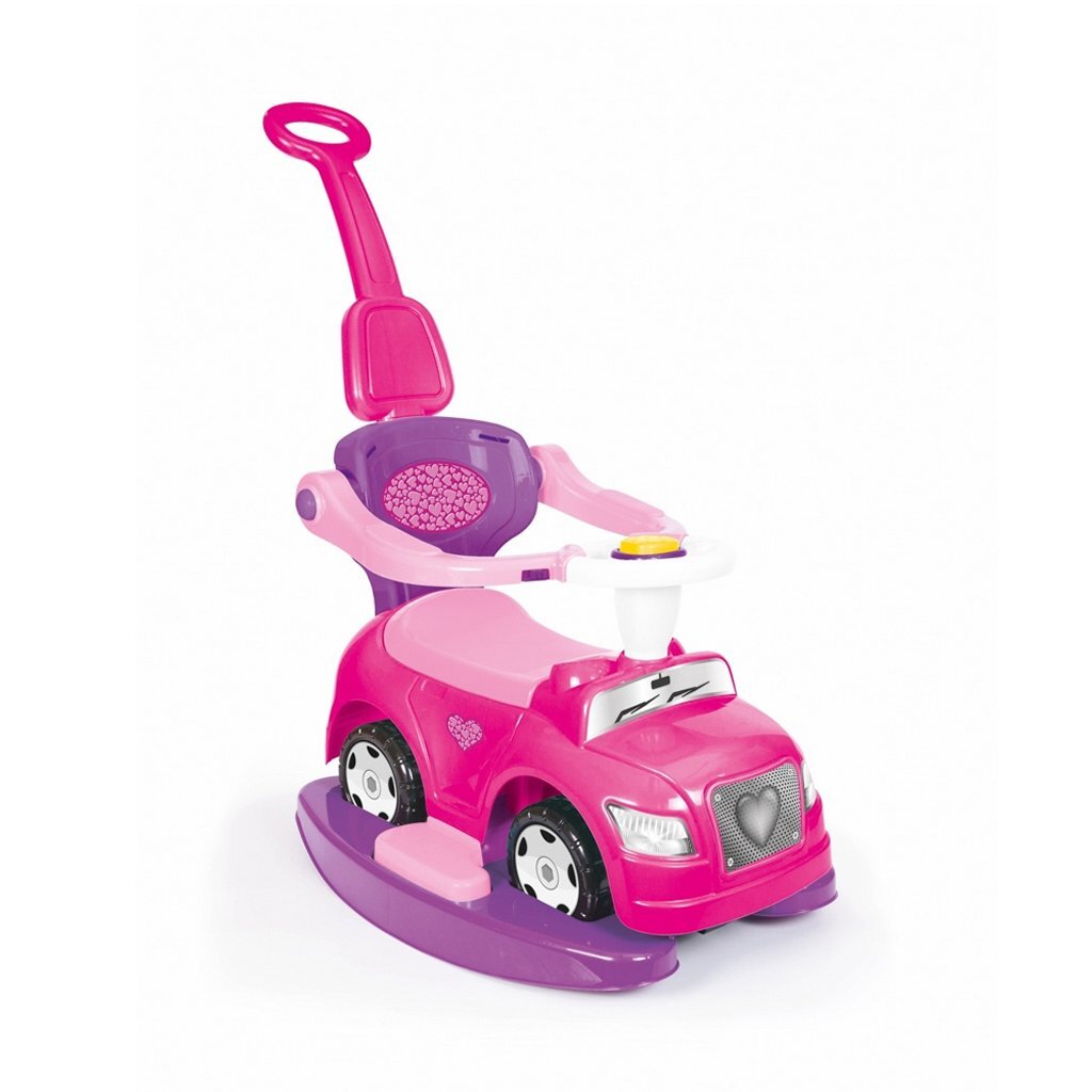 Porteur licorne Dolu avec barre de poussée rose