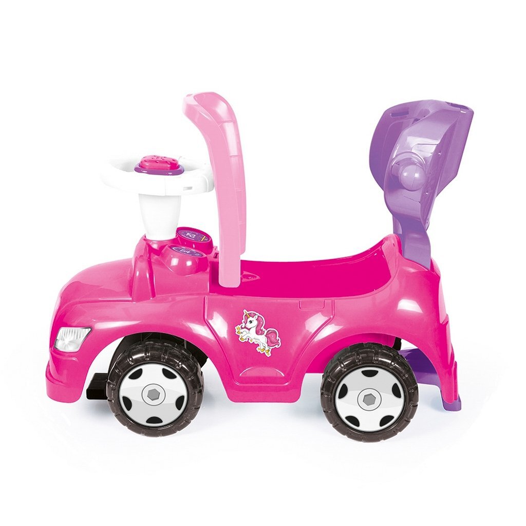 Porteur licorne Dolu avec barre de poussée rose