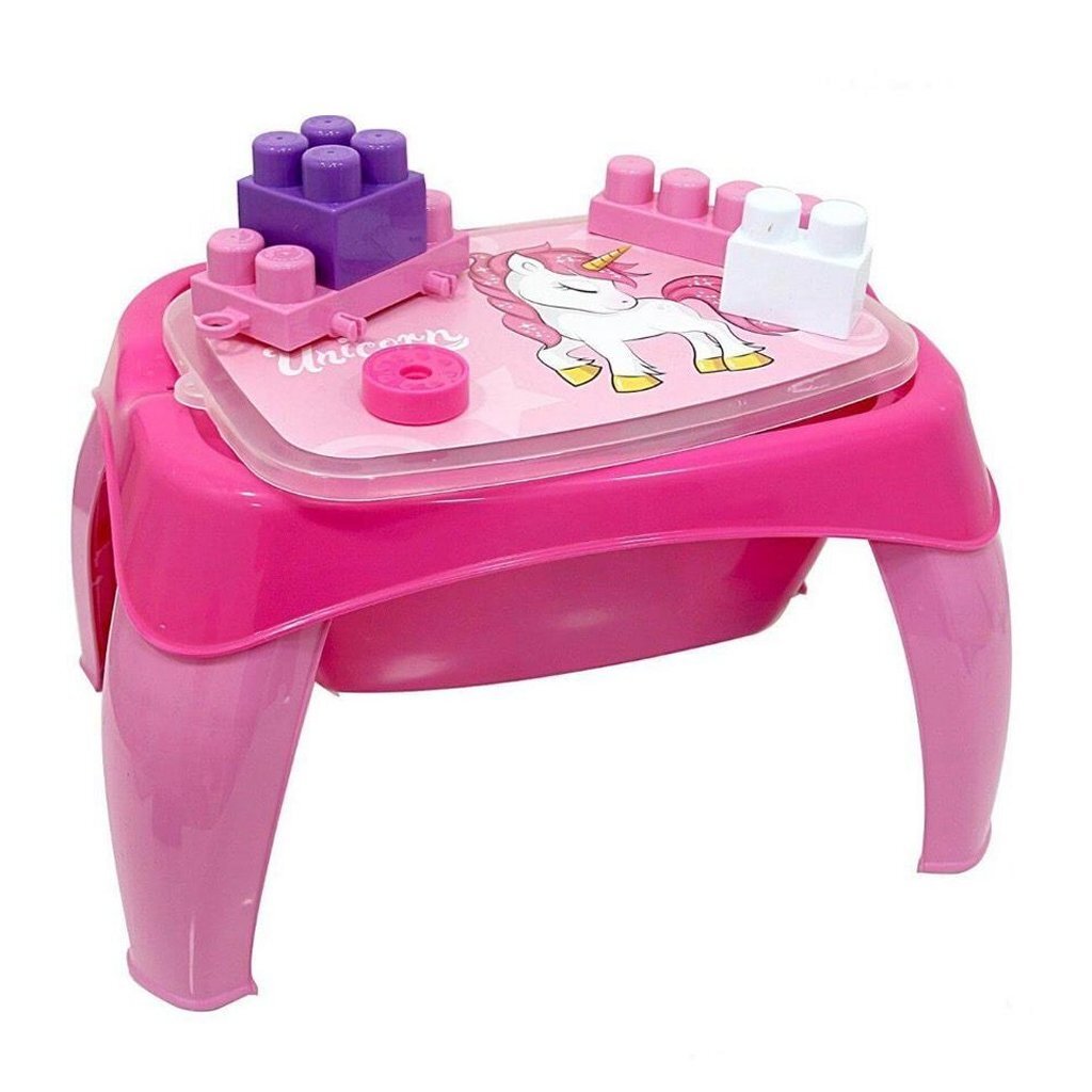 Table d'activité Dolu licorne + 30 blocs rose