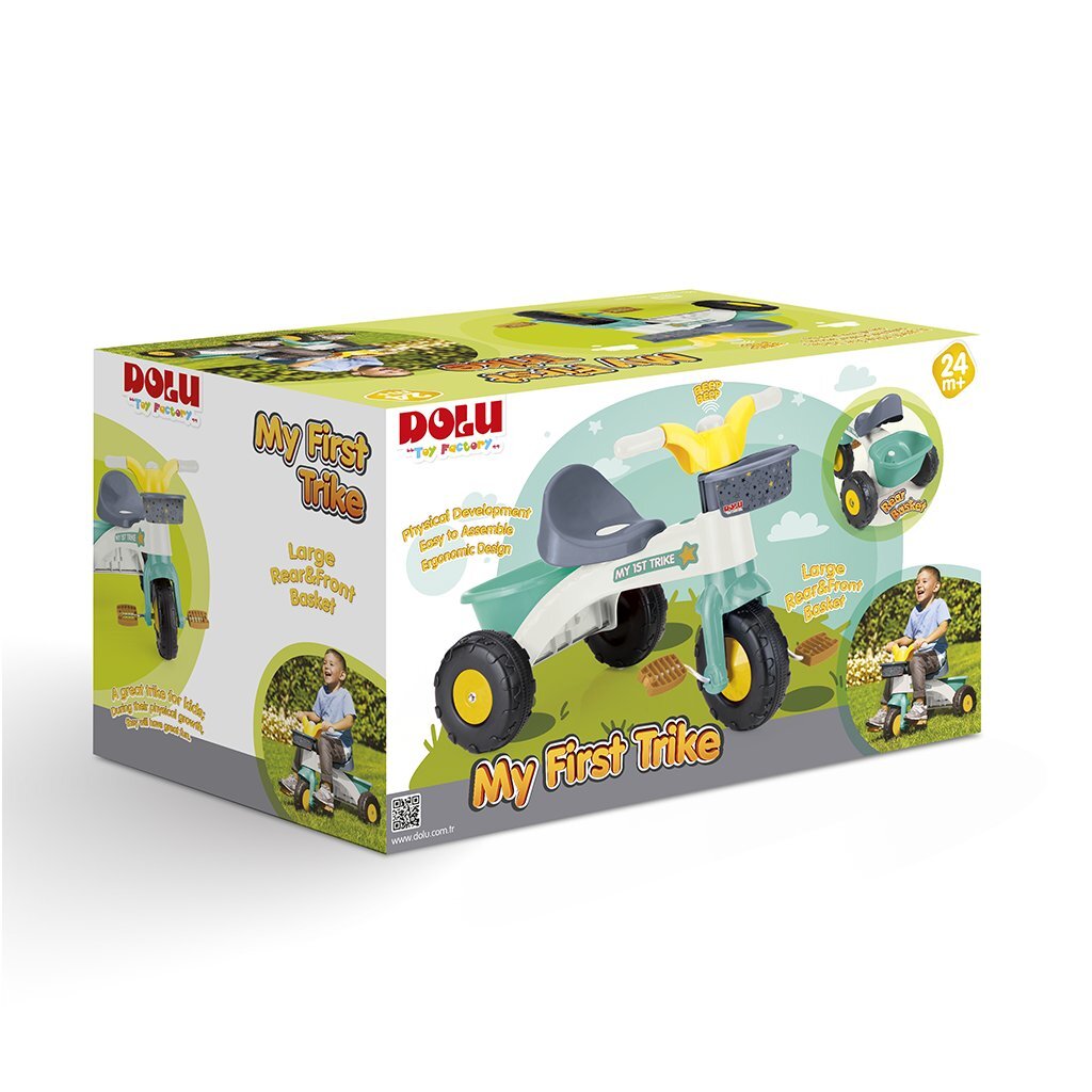 Tricycle Dolu 70x47x70 cm vert jaune blanc gris