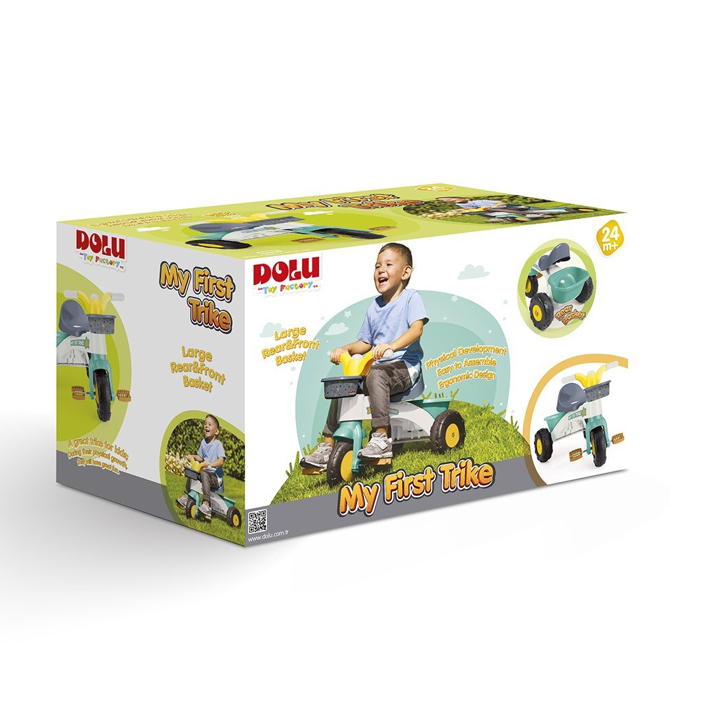 Tricycle Dolu 70x47x70 cm vert jaune blanc gris