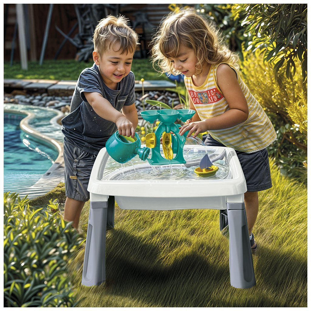 Table à eau Dolu sable + accessoires blanc gris