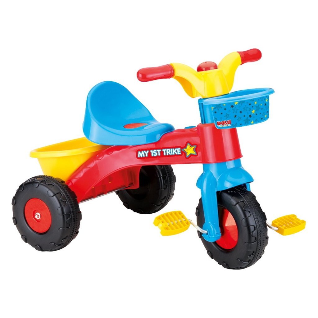Dolu mon premier tricycle avec barre de poussée 90x45x84 cm bleu rouge jaune