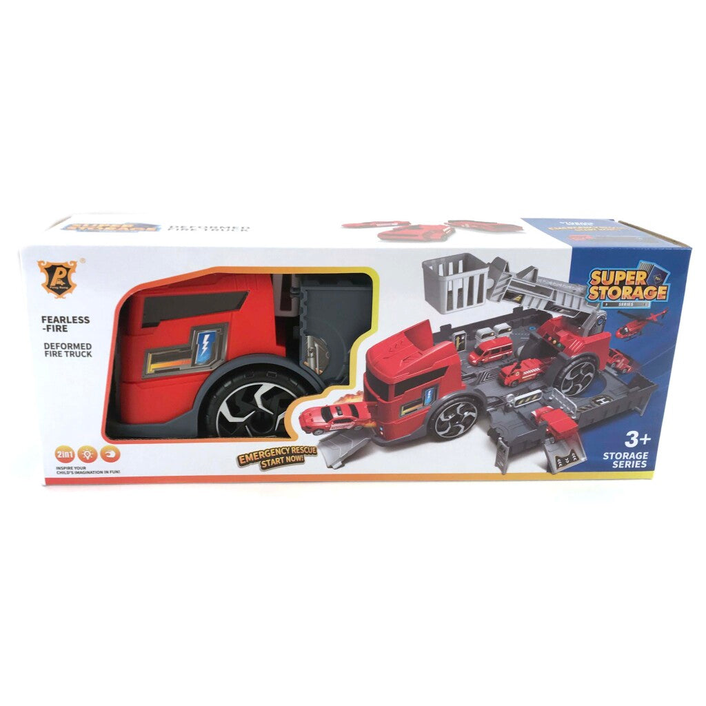 Garage de base des pompiers dans un ensemble de jeu de camion + lumière et son