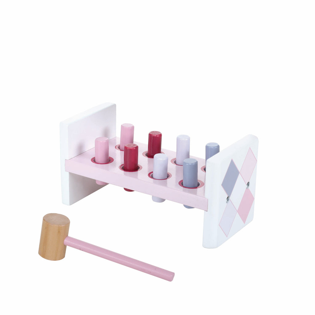 Banc marteau en bois Jipy + 8 stylos roses