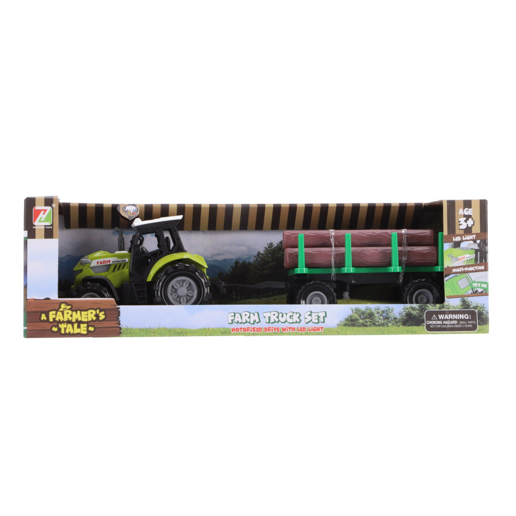 Autres marques de tracteur + remorque avec troncs d'arbres + son et lumière
