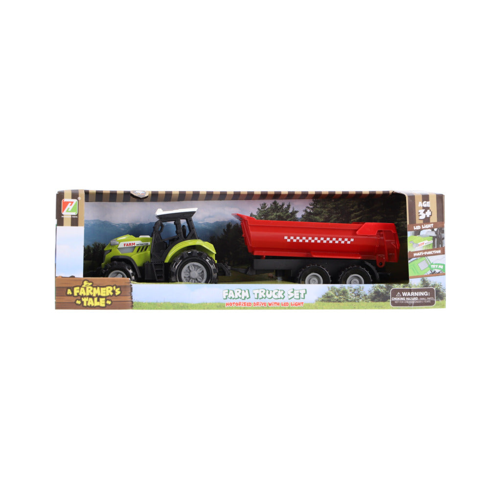 Tracteur Autres Marques avec Remorque Rouge + Lumière et Son