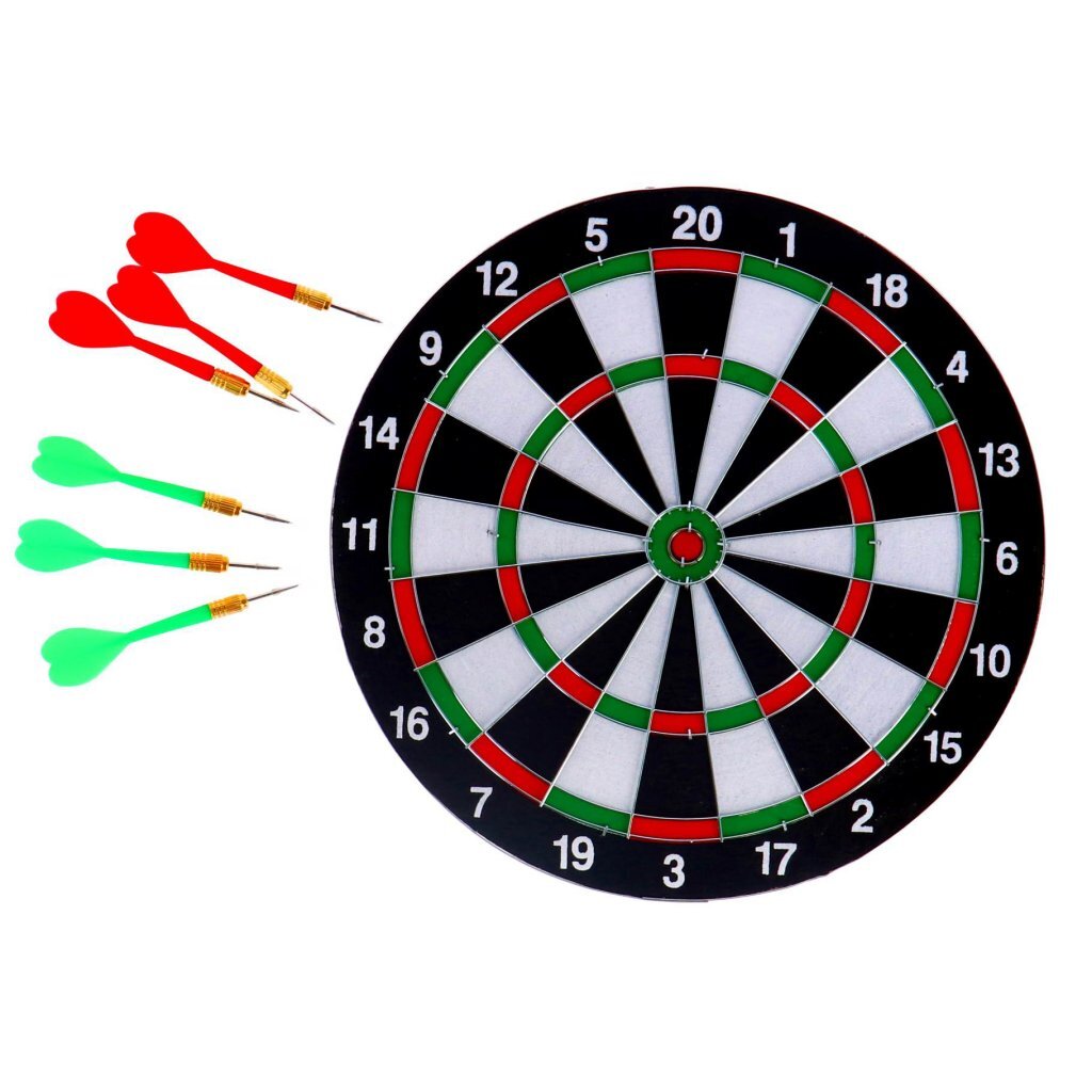 Cible de fléchettes No Brand double face avec 6 flèches 37 cm | 3 pièces