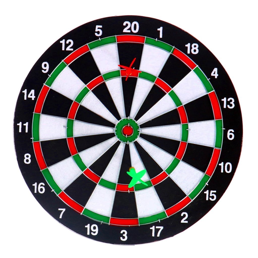 Cible de fléchettes No Brand double face avec 6 flèches 37 cm | 3 pièces