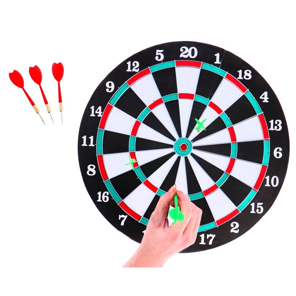 Cible de fléchettes No Brand double face avec 6 flèches 37 cm | 3 pièces