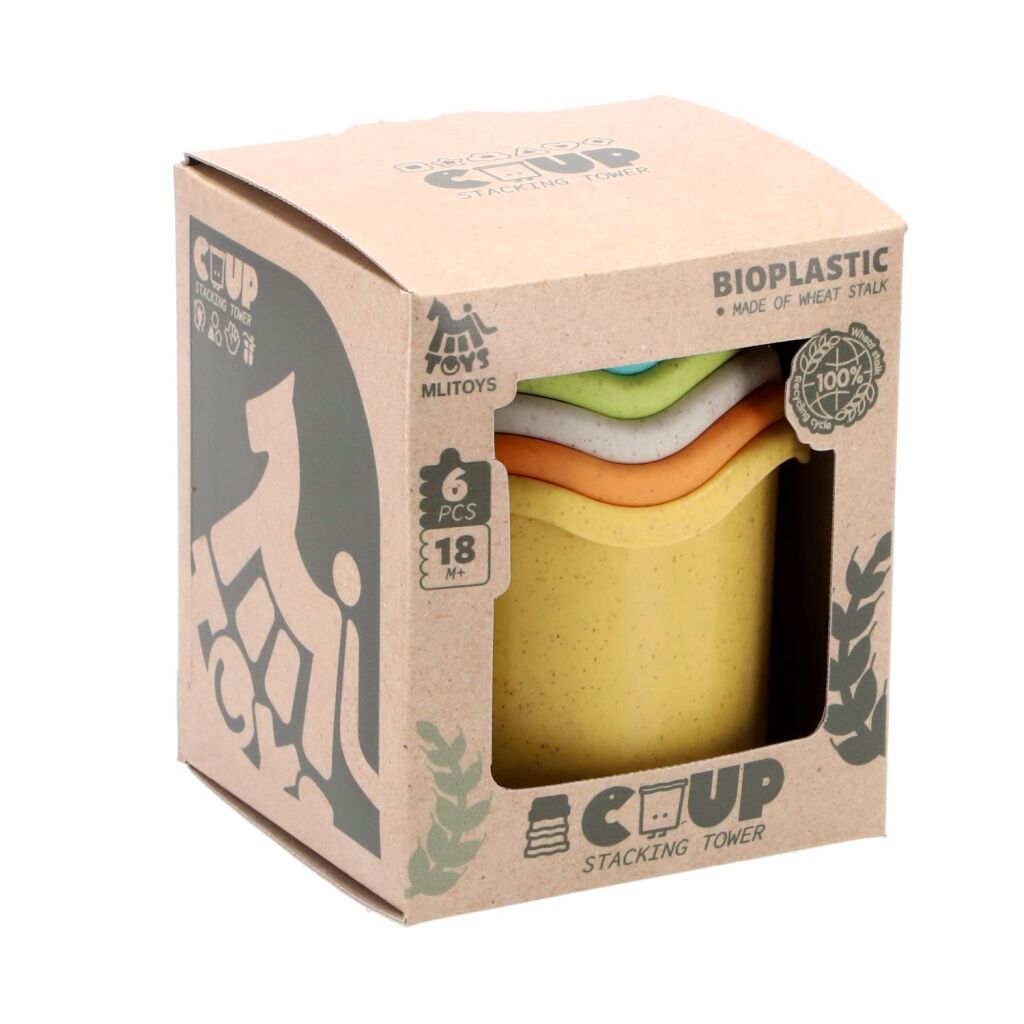 Gobelets empilables en bioplastique Mlitoys 6 pièces