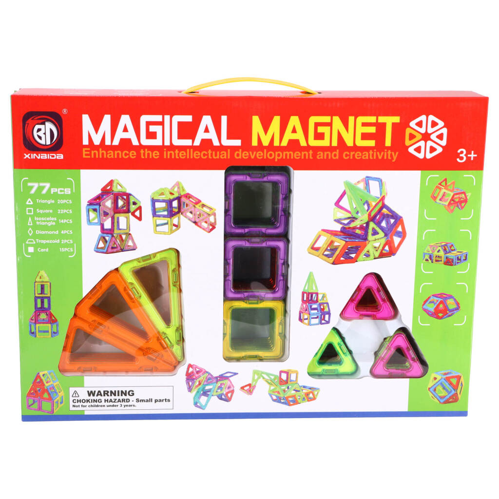 Carreaux magnétiques scientifiques formes diverses 77 pièces 5,5 cm
