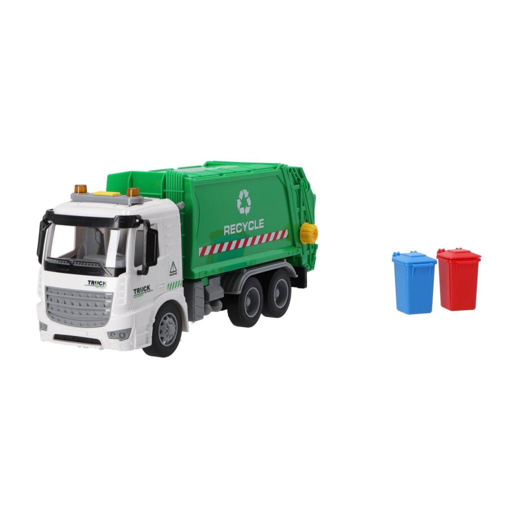 Autres marques camion poubelle de recyclage 30 cm + lumière et son vert blanc