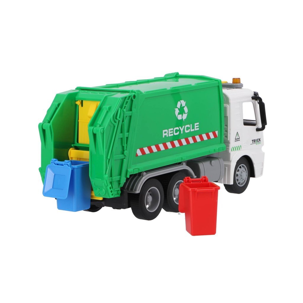 Autres marques camion poubelle de recyclage 30 cm + lumière et son vert blanc
