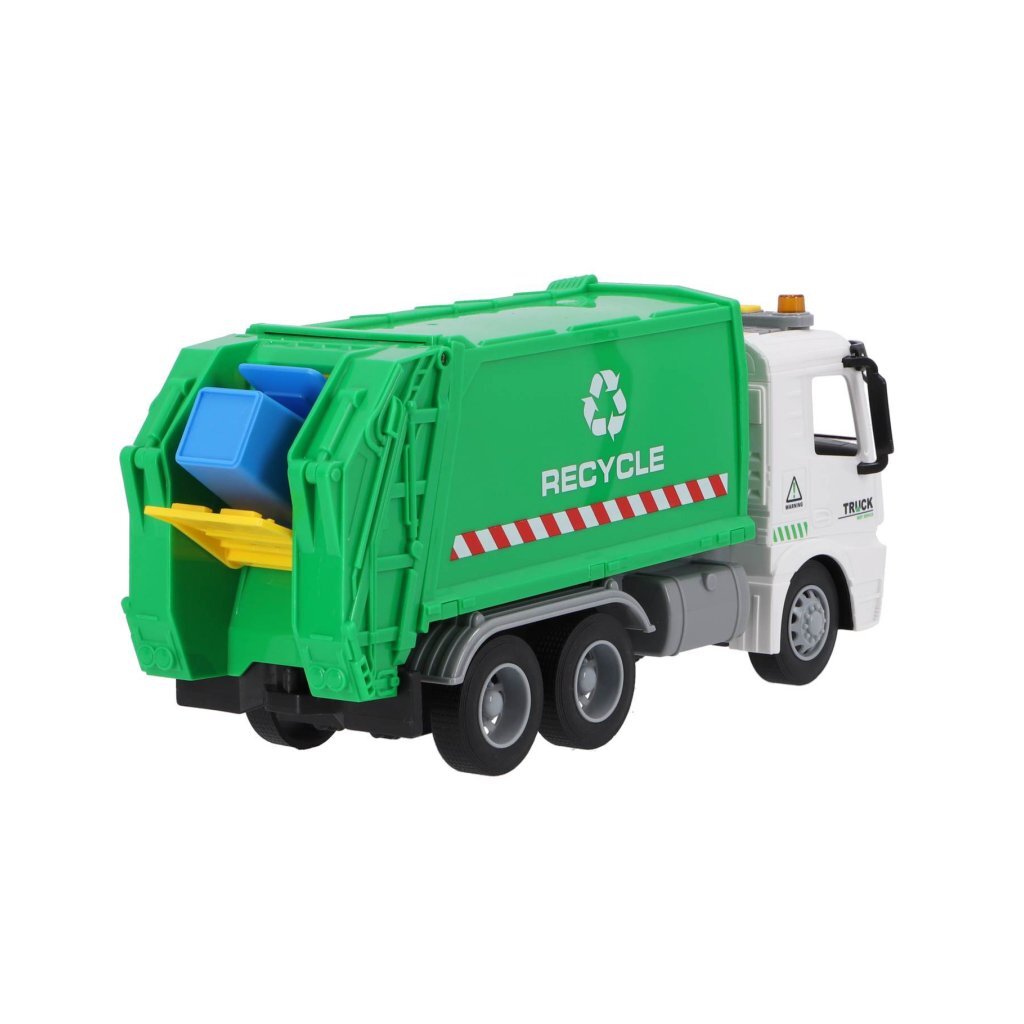 Autres marques camion poubelle de recyclage 30 cm + lumière et son vert blanc