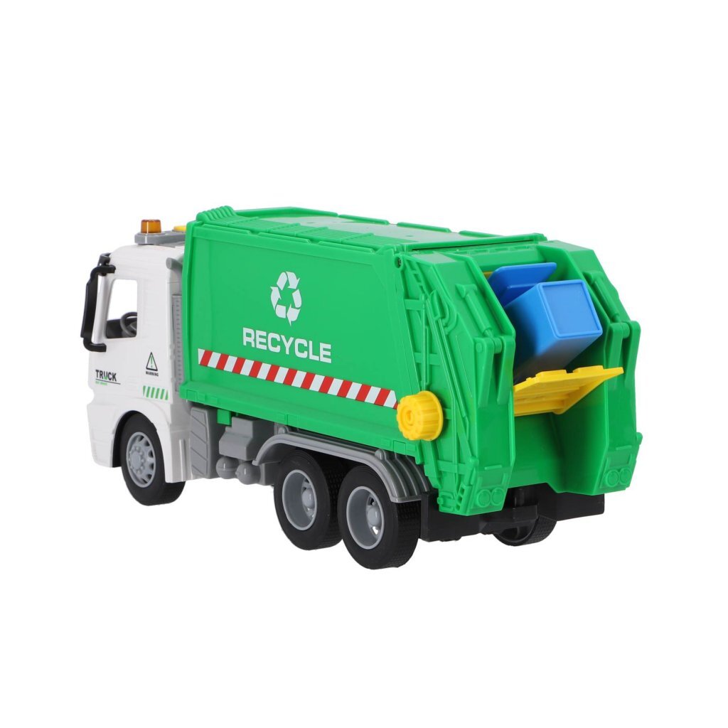 Autres marques camion poubelle de recyclage 30 cm + lumière et son vert blanc