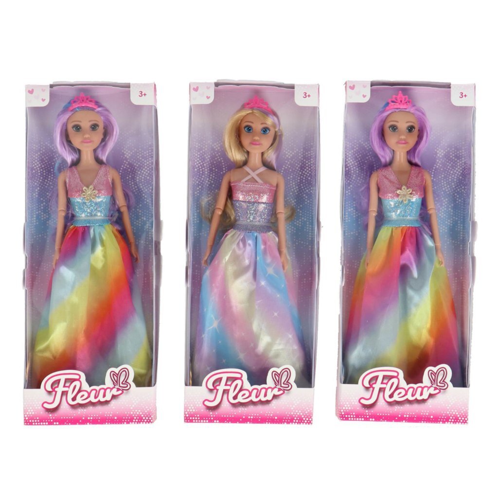 Fleur poupée princesse arc-en-ciel 2 assortis | 4 pièces