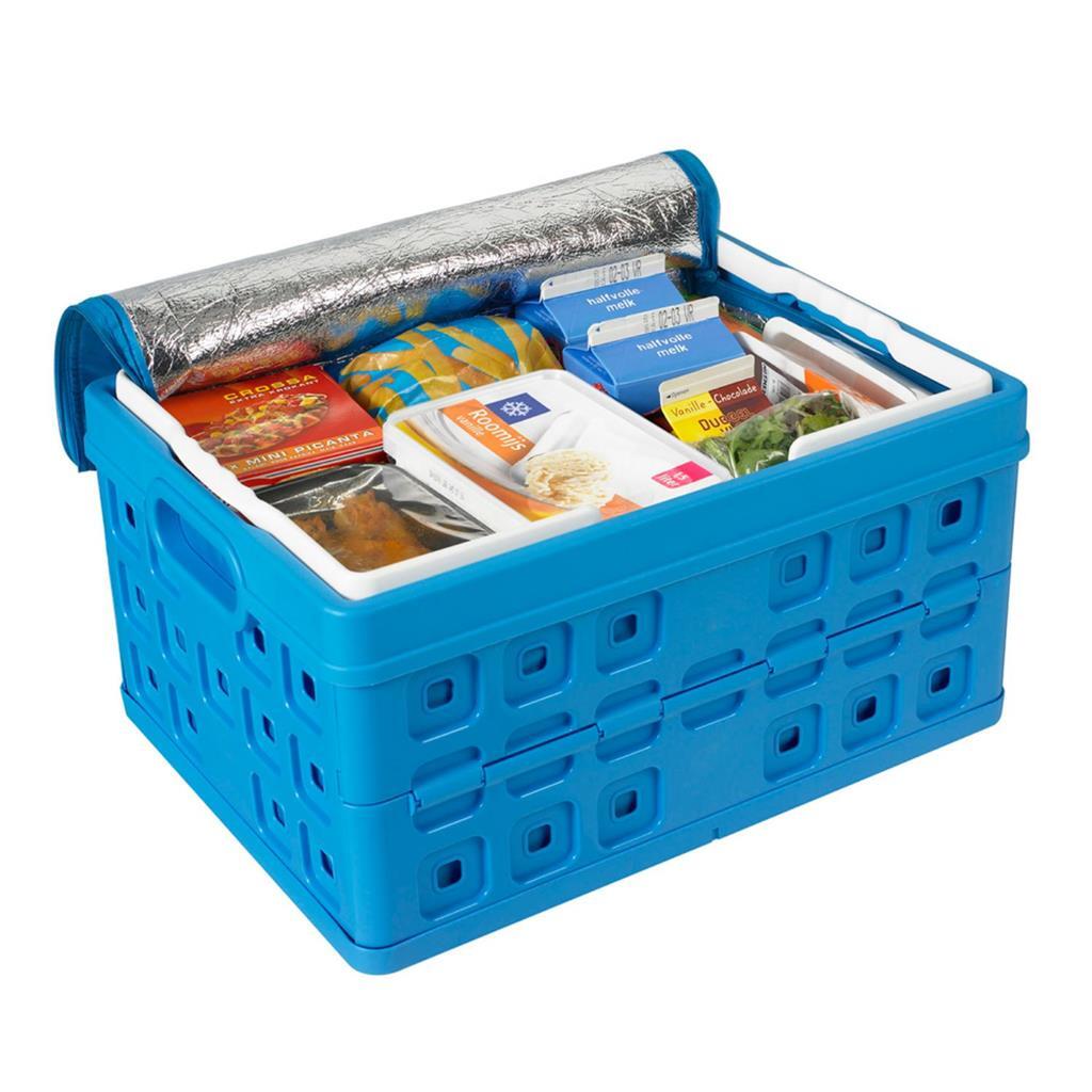 Caisse pliante carrée Sunware avec sac isotherme et poignée 32 l bleu
