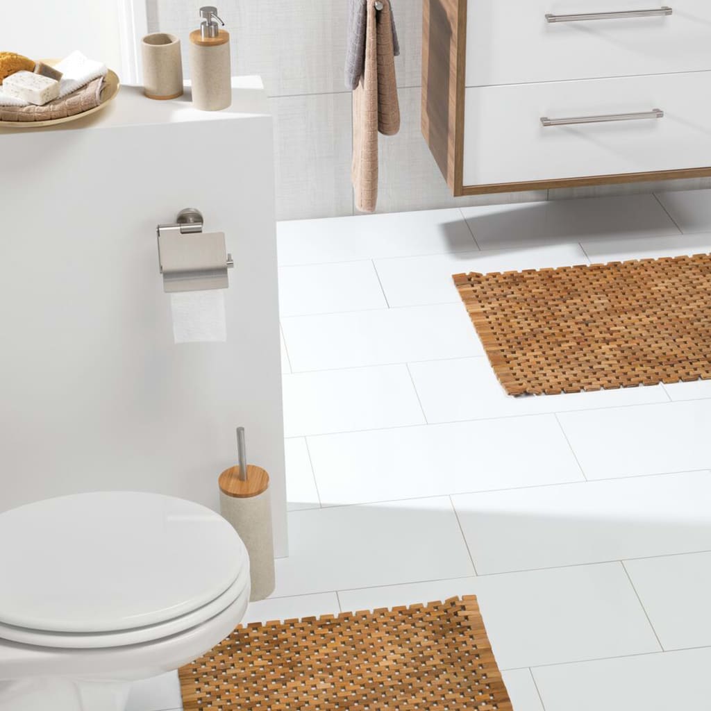 Mat de bain en peau de sceaux en bois de bois 52x90 cm naturel