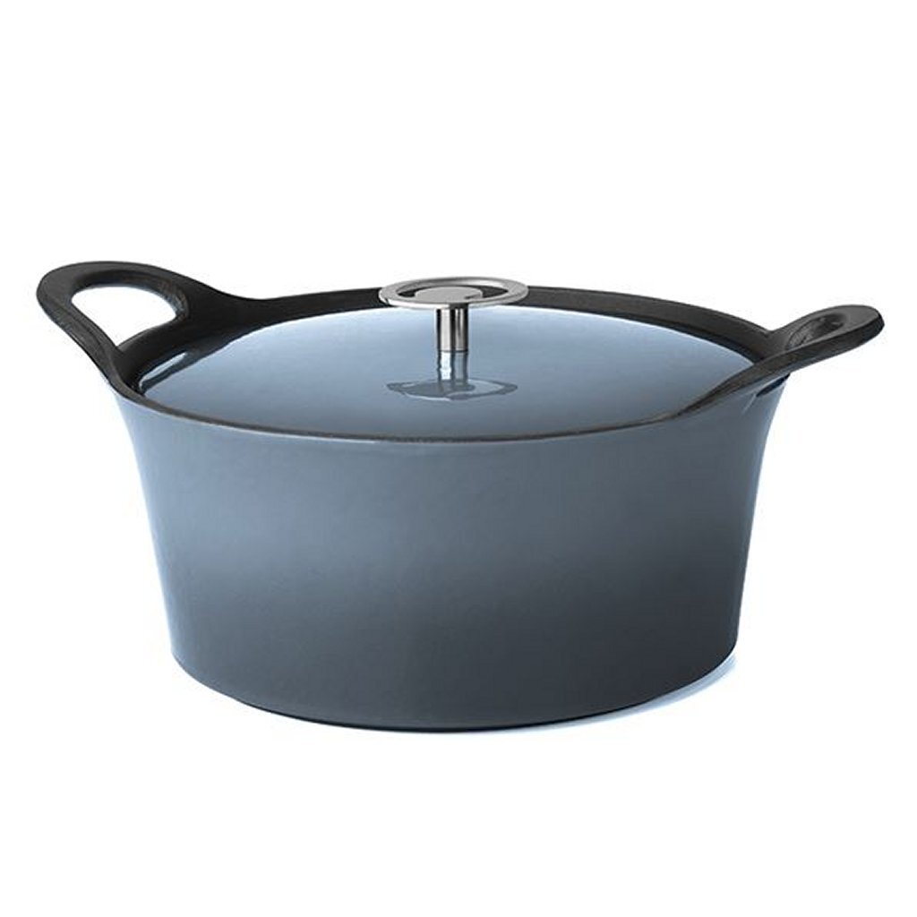 Cuisinox poêle en fonte volcan 24 cm 3,4l émaillé bleu denim