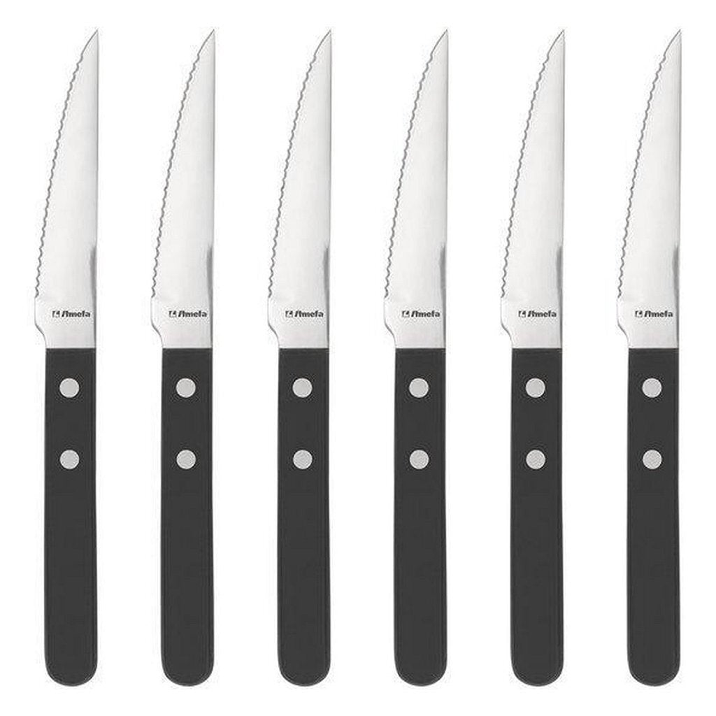 Amefa couteaux à steak pizza 6 pièces noir