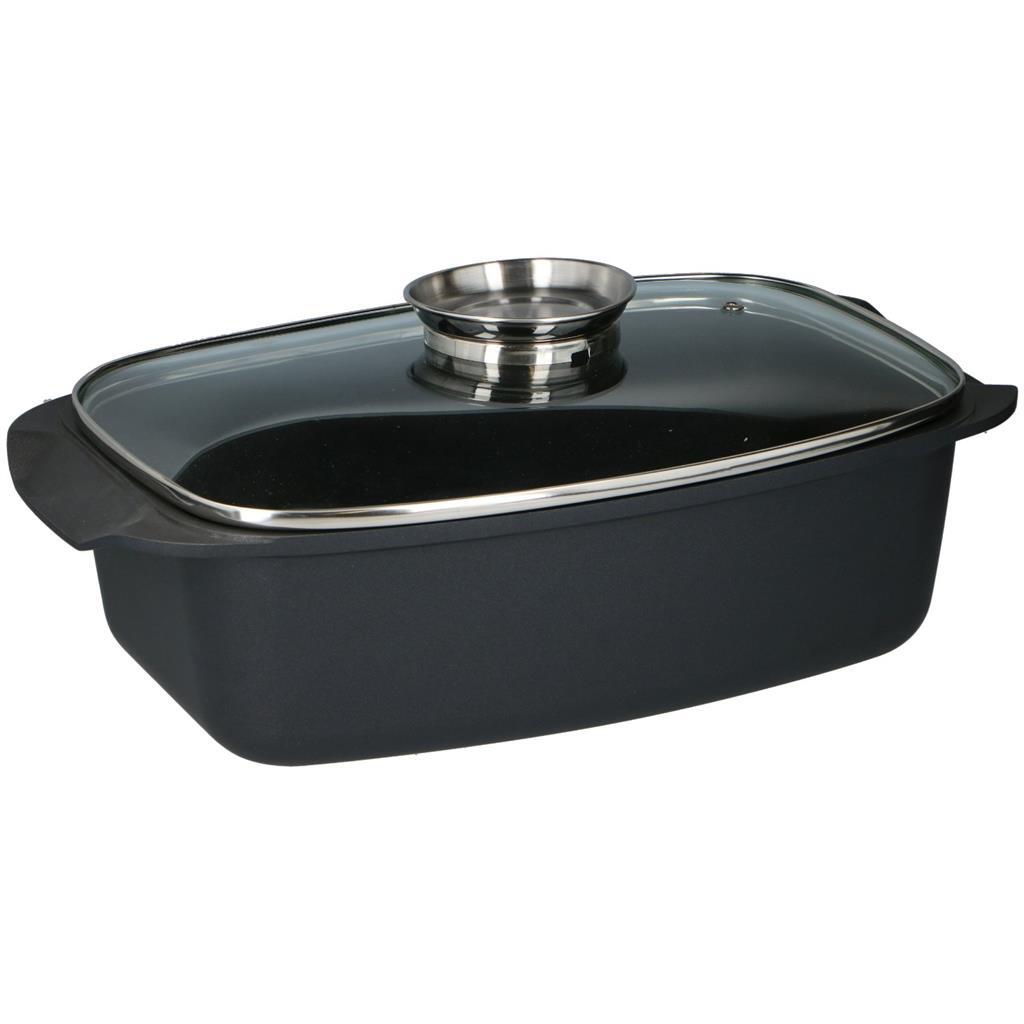 Alpina rôtissoire avec couvercle en verre 5,5l 39,5x22,5x10,8 cm noir