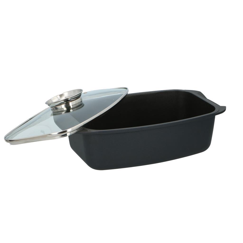 Alpina rôtissoire avec couvercle en verre 5,5l 39,5x22,5x10,8 cm noir