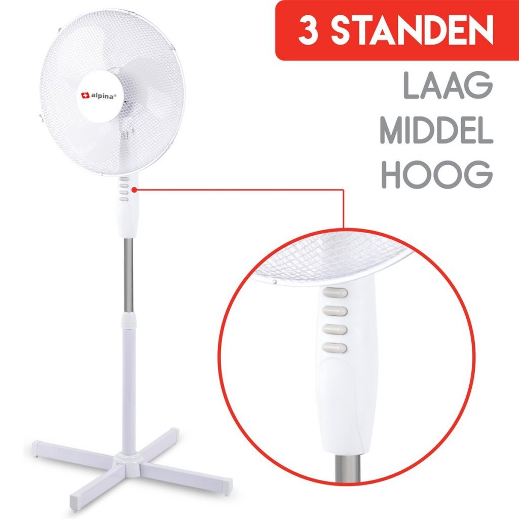 Ventilateur sur pied Alpina 40 cm blanc