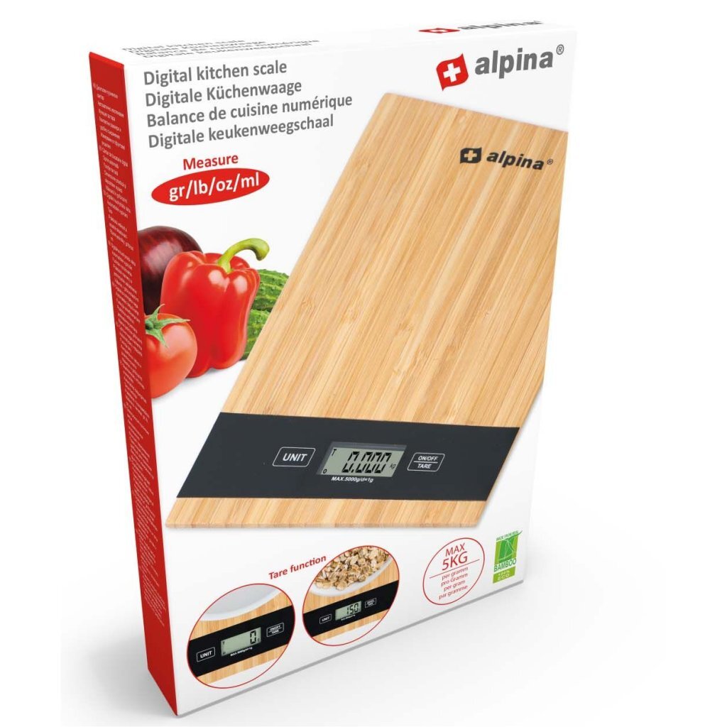 Balance de cuisine numérique Alpina en bambou 5 kg