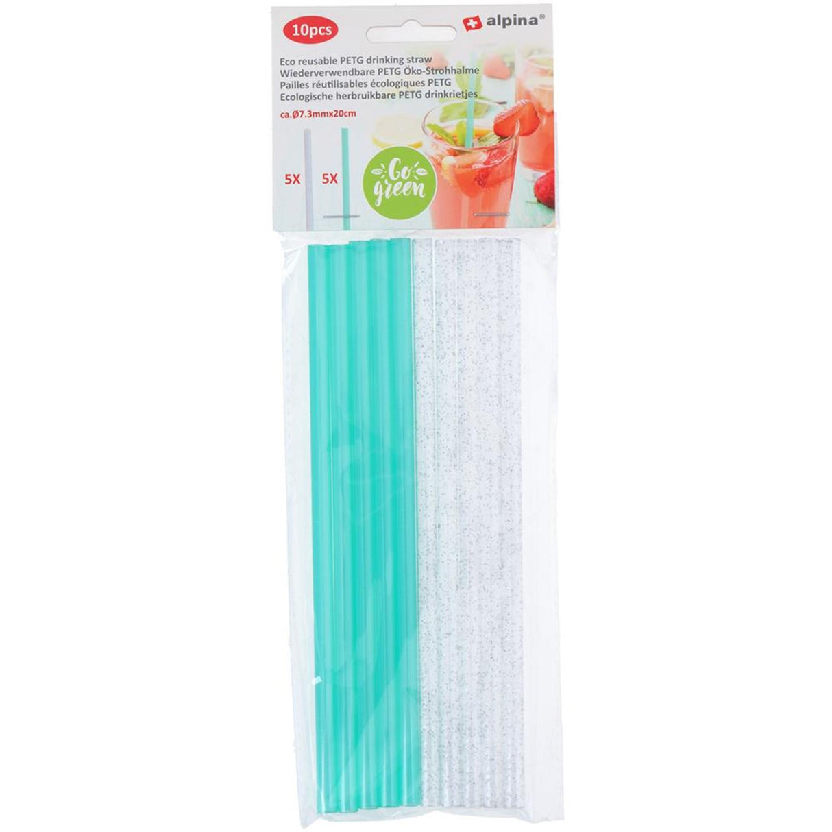 Pailles en plastique Alpina, lot de 10