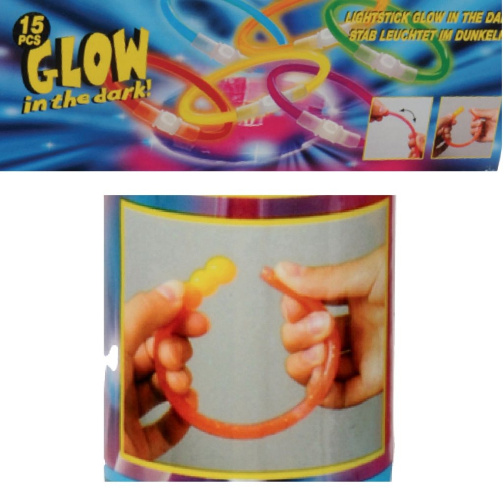 Bracelets lumineux de base en bâtons phosphorescents 15 pièces