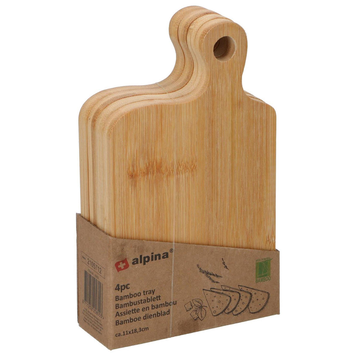 Plateau en bambou Alpina set de 4 pièces 11,5x4x18,5cm