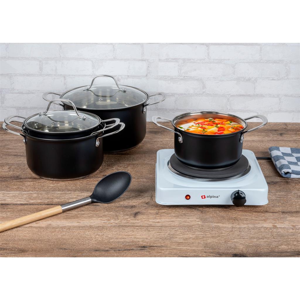 Plaque de cuisson électrique Alpina 1 feu 1500w noir et blanc