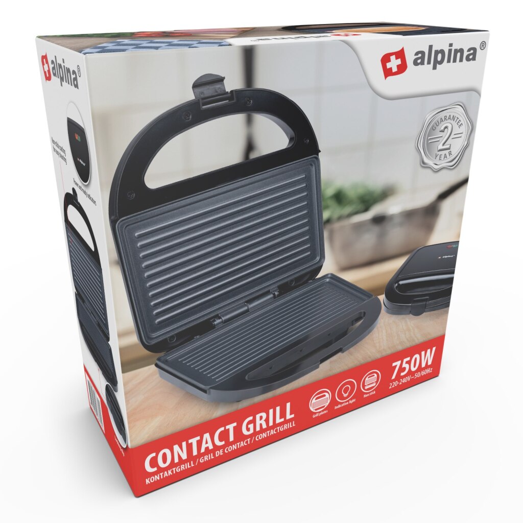 Alpina contact-grill 750w noir