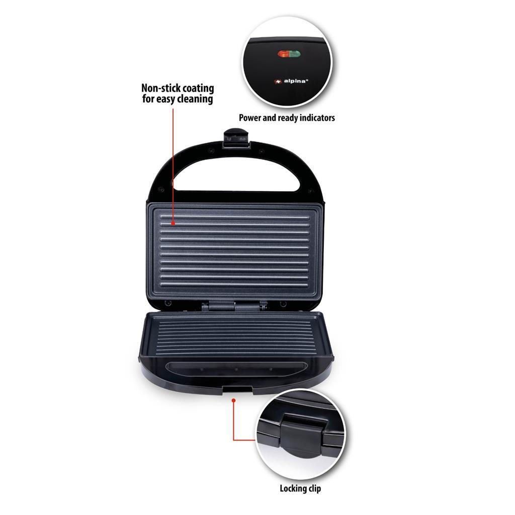Alpina contact-grill 750w noir