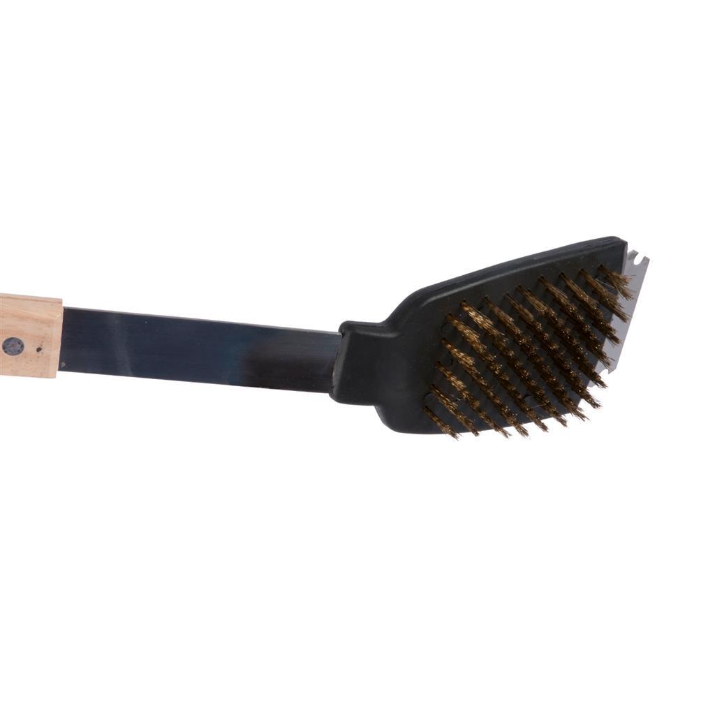 Brosse de collecte BBQ avec grattoir en acier inoxydable chêne