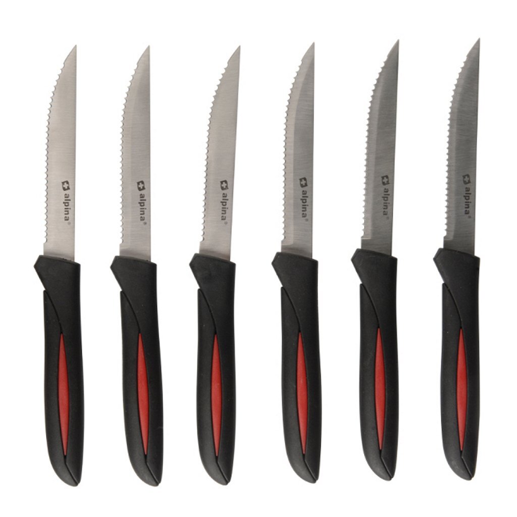 Alpina couteaux à steak 23 cm 6 pièces noir rouge