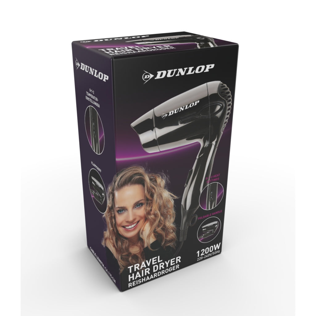 Sèche-cheveux de voyage Dunlop 1200W noir