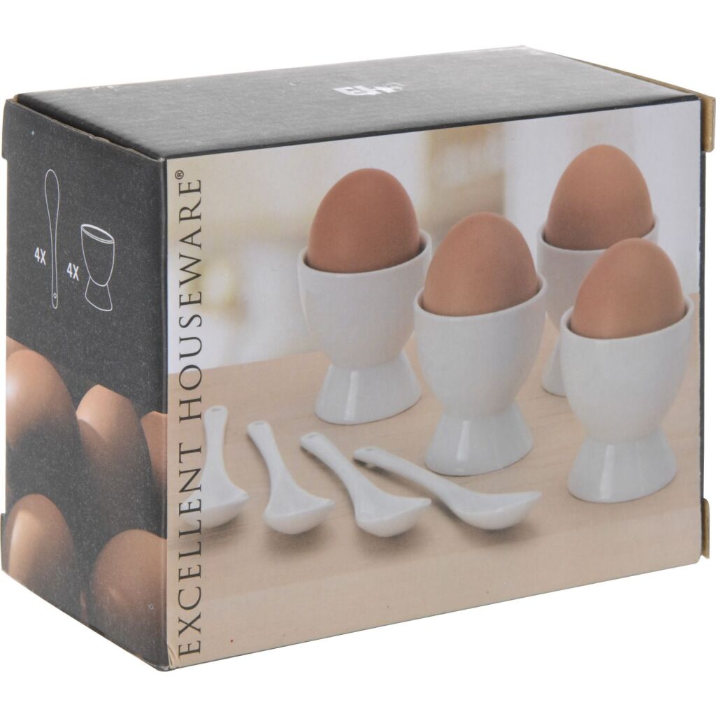 Excellent ensemble de coquetiers en porcelaine 8 pièces blanc