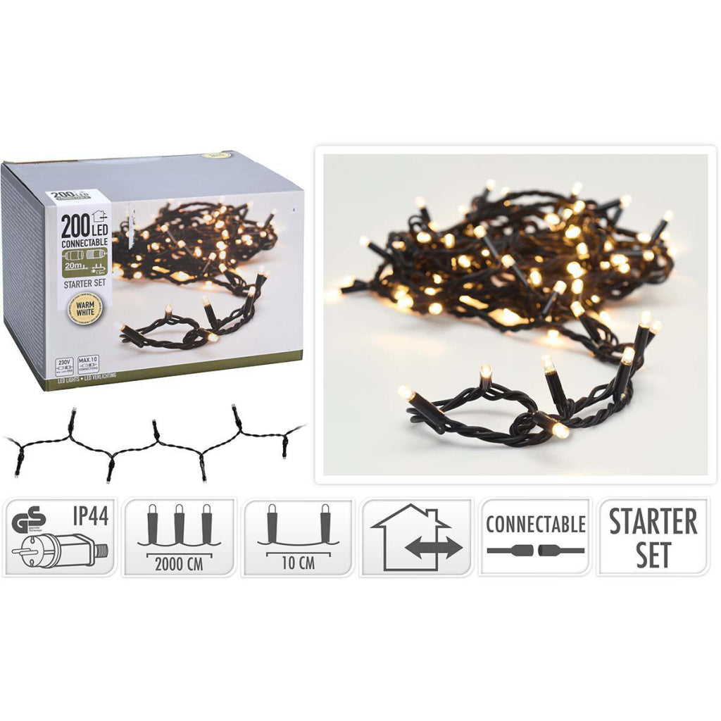 S.i.a. Kit de démarrage de guirlandes de Noël connectables 200 LED 20m IP44