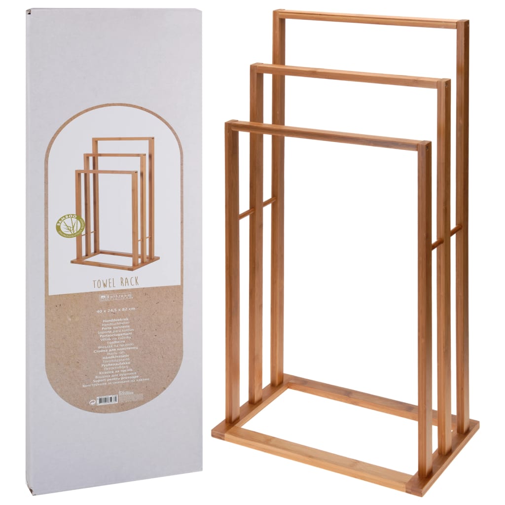 Solutions de salle de bain Solutions de salle de bain Rack de serviettes avec 3 tiges de bambou