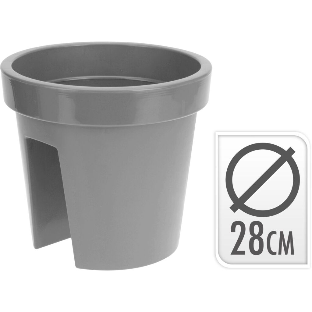 Boîte de balcon ronde Basic 28 cm gris clair