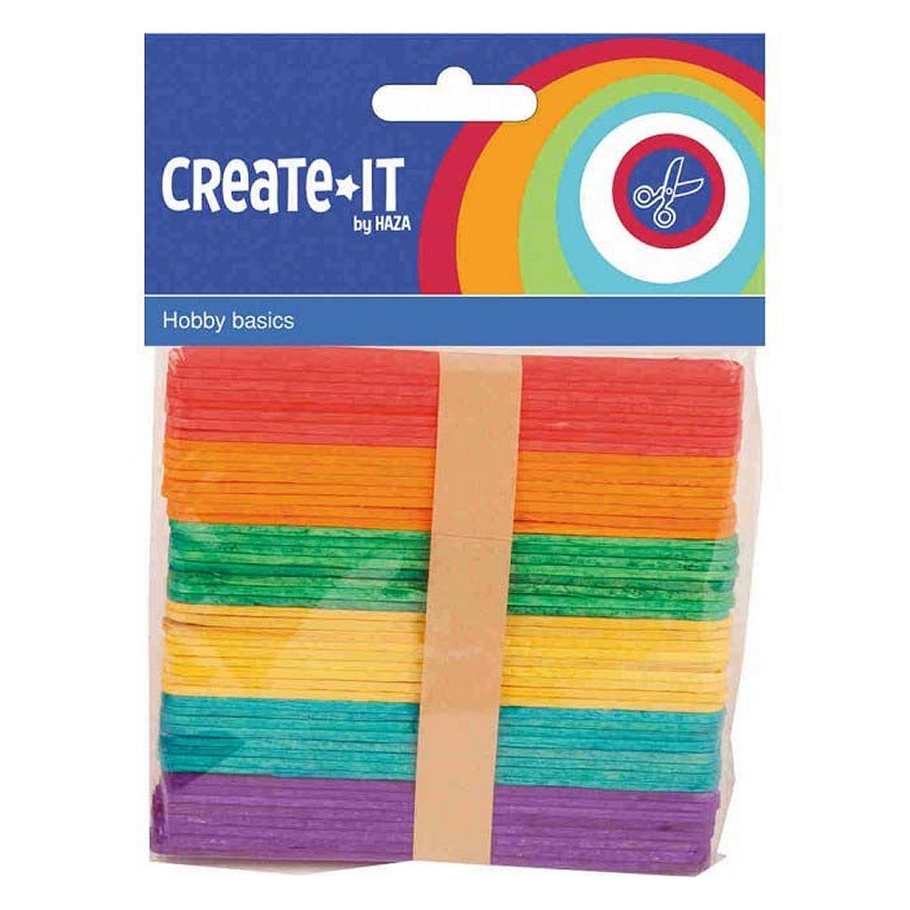 Haza create it bâtonnets de glace en bois 50 pièces multicolores