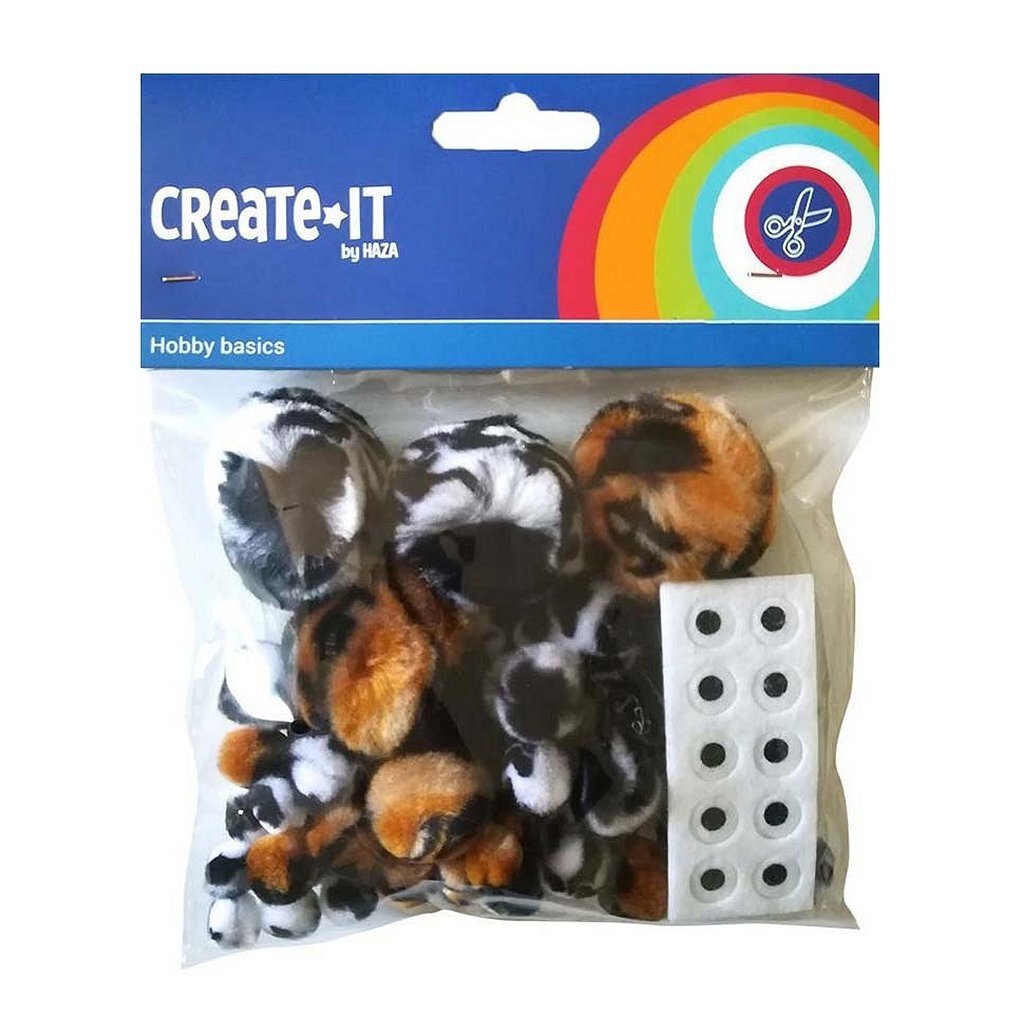 Create it create it animal mix pompons + yeux 75 pièces